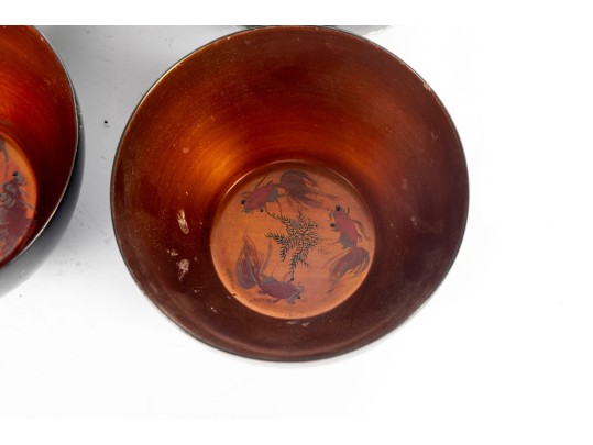 Set Of Four Japanese Lacquerware Bowls