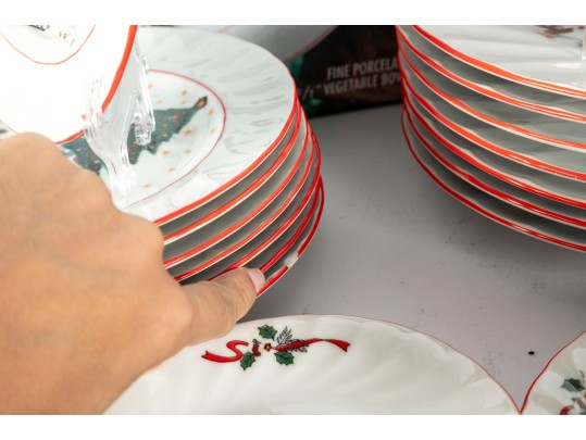 Kopin “Christmas Pleasure” Porcelain Holiday Dinnerware Set