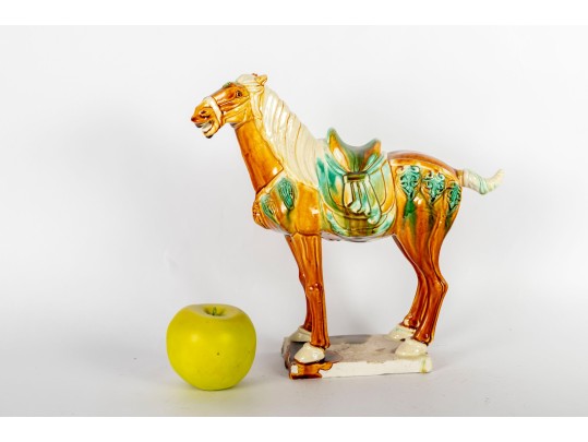 Chinese Tang Horse Glazed Pottery 