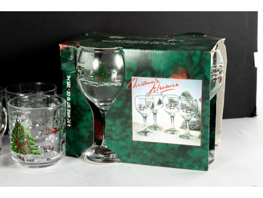 Kopin “Christmas Pleasure” Glassware Set With Wine Glasses