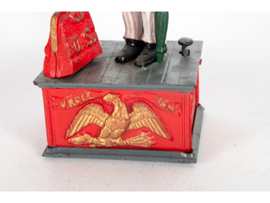 Uncle Sam Cast Iron Mechanical Bank Reproduction