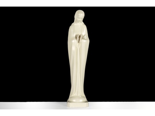 Decorative White Porcelain Madonna — Signed 1964