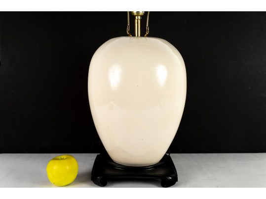 Urn Form Crackle Glaze Table Lamp On Ming Base