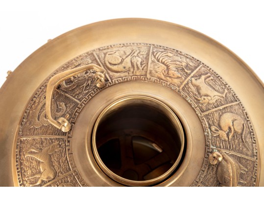Large Brass Hot Pot With Pierced Base And Decorative Lid