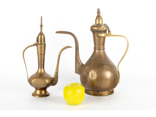 Pair Of Brass Middle Eastern Ewers