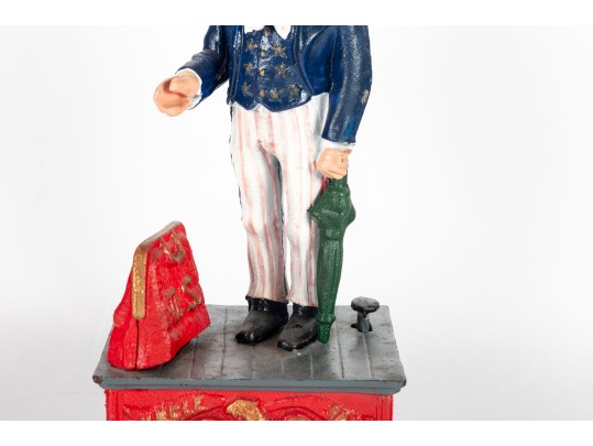 Uncle Sam Cast Iron Mechanical Bank Reproduction