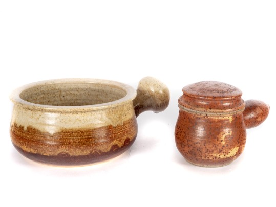 Pair Of Studio Pottery Stoneware Soup Bowls
