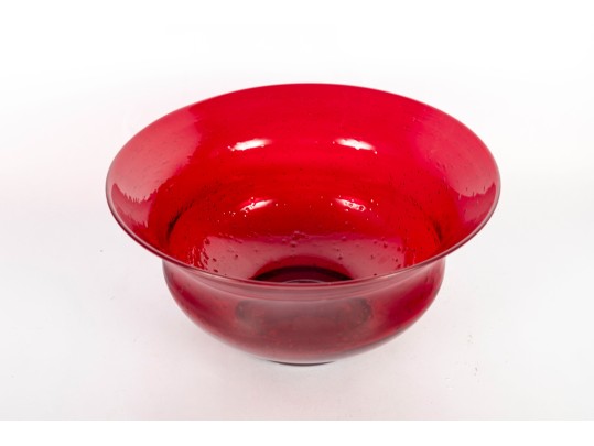 Vintage Ruby Red Hand-Blown Glass Bowl