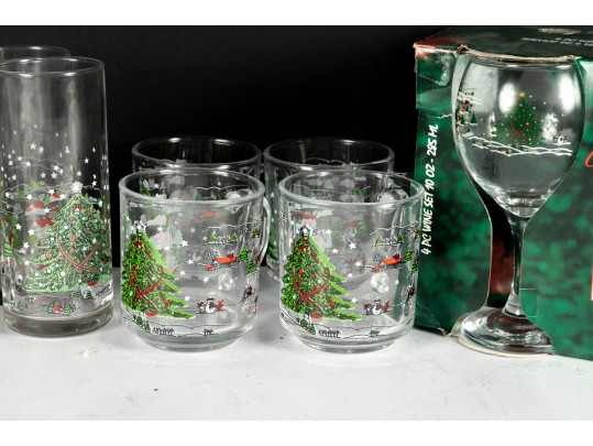 Kopin “Christmas Pleasure” Glassware Set With Wine Glasses