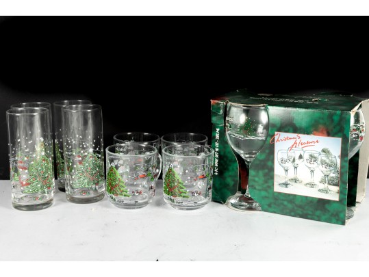 Kopin “Christmas Pleasure” Glassware Set With Wine Glasses