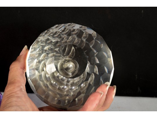 Pair Of Faceted Crystal Apple Paperweights