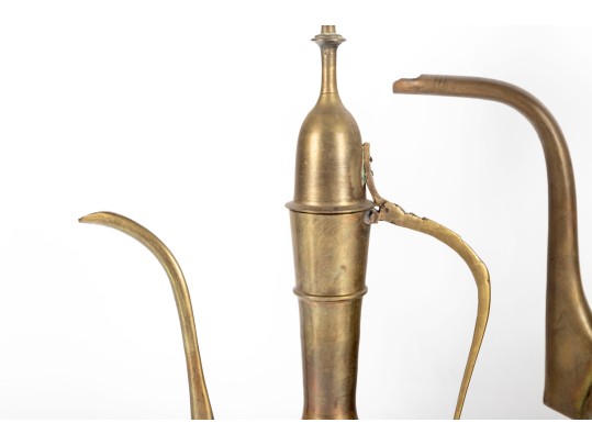 Pair Of Brass Middle Eastern Ewers