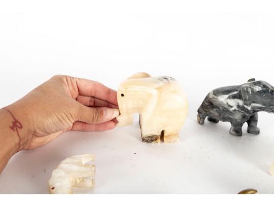 Assorted Elephant Figurine Collection – Stone & Metal