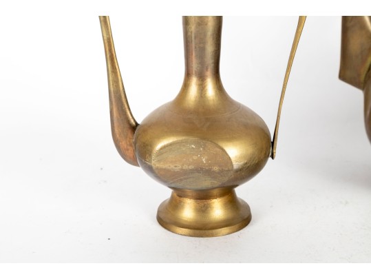 Pair Of Brass Middle Eastern Ewers