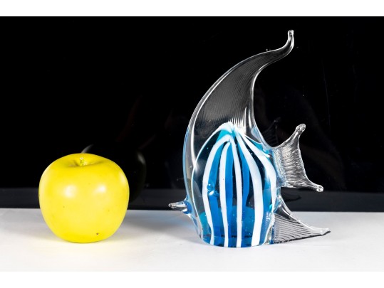 Hand-Blown Glass Angelfish Sculpture 