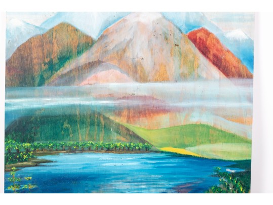 Dan Lynch (American [SC], 1930-2019) Oil On Board, Floral Mountain Lake