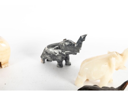 Assorted Elephant Figurine Collection – Stone & Metal