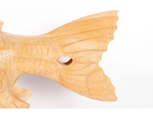 Hand-Carved Wooden Fish Sculpture