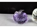 Pair Of Faceted Crystal Apple Paperweights