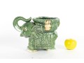 Mid Century Majolica Style Pottery Elephant Planter