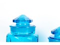 Turquoise Blue Glass L.E. Smith Canisters