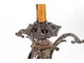 Pair Of Antique Amber Glass And Cast Brass Column Lamps