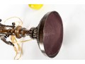 Pair Of Antique Amber Glass And Cast Brass Column Lamps