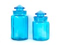 Turquoise Blue Glass L.E. Smith Canisters
