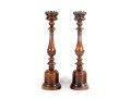 Pair Of Turned Mahogany Church Candlesticks