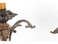 Pair Of Antique Amber Glass And Cast Brass Column Lamps