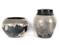 Pair Of Naked Raku Pottery Vases — Signed