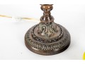 Pair Of Antique Amber Glass And Cast Brass Column Lamps