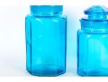 Turquoise Blue Glass L.E. Smith Canisters