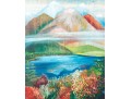 Dan Lynch (American [SC], 1930-2019) Oil On Board, Floral Mountain Lake