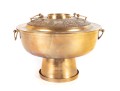 Large Brass Hot Pot With Pierced Base And Decorative Lid