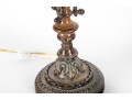 Pair Of Antique Amber Glass And Cast Brass Column Lamps