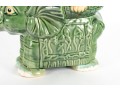 Mid Century Majolica Style Pottery Elephant Planter