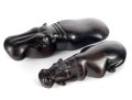 Two Ebony Wood Hippopotamus Carvings