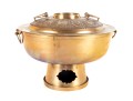 Large Brass Hot Pot With Pierced Base And Decorative Lid