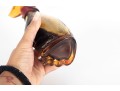 Italian Amber Empoli Glass Dog Vino Rosso 