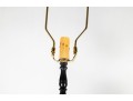 Pair Of Antique Amber Glass And Cast Brass Column Lamps
