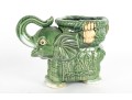 Mid Century Majolica Style Pottery Elephant Planter