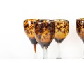 Six Handmade Tortoise Shell Amber Glass Wine Goblets