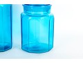 Turquoise Blue Glass L.E. Smith Canisters