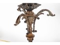 Pair Of Antique Amber Glass And Cast Brass Column Lamps