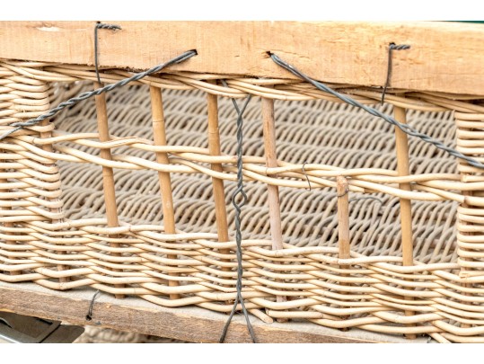 Vintage Rattan And Bamboo Glass Top Table Cocktail Table On Large Casters