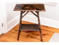 Antique Bamboo Framed Painted Two Tiered End Table