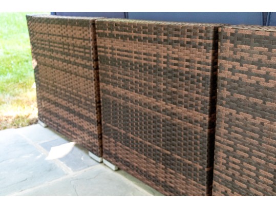 Resin Wicker Outdoor Sectional Sofa With Glass Top Table