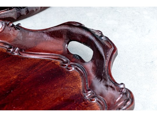 Set Of Eight Neiman Marcus Carved Wood Serving Trays