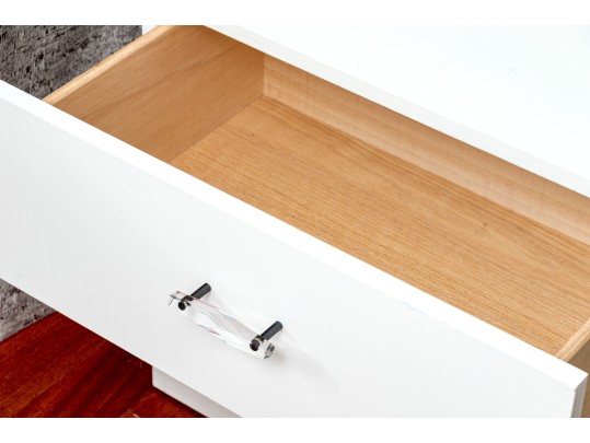 Pair Of White Nightstands With Lucite Pulls